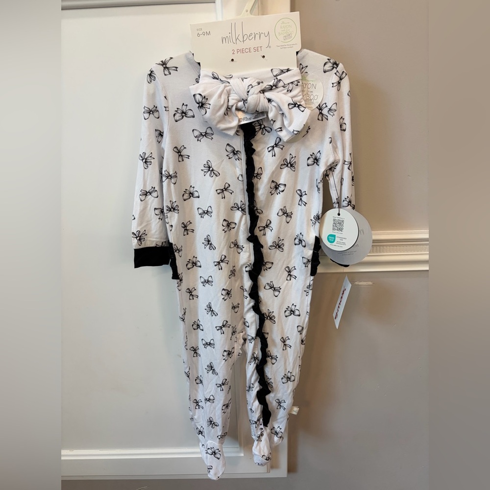 Milkberry bow pjs 6-9m